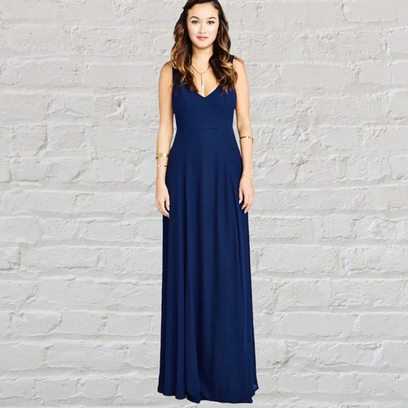 Show Me Your MuMu Jenn Maxi Dress Small Navy Women’s SMYM S Formal Weddings - Picture 1 of 4